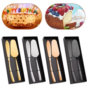 Kuchenmesser und Heber Set aus Edelstahl in edler Geschenkbox mit vier Farben zur Wahl.