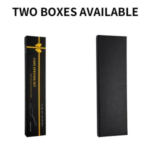 Two premium black gift boxes for stainless steel cake knife and server baking tools set