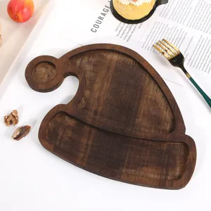 Vassoio da portata in legno a forma di cappello di Babbo Natale con vari scomparti