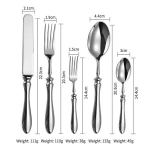 5-piece 304 stainless steel cutlery set with gourd handles, dimensions and weight details