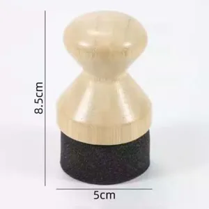 Holzgriff schwarzer Schwamm Pinsel Werkzeug für Küche Reinigung und Ölen 8.5x5cm