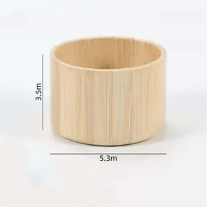 Natürlicher runder Bambus Aufbewahrungsbehälter Desktop Organizer Holzbecher Halter Stand
