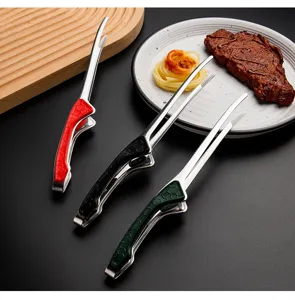 RVS keukentang set met antislip honingraat handvatten voor biefstuk barbecue en dagelijks gebruik.