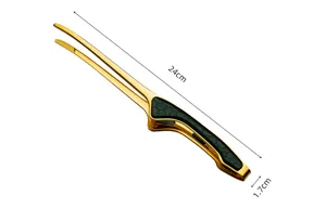 Gouden 430 roestvrijstalen barbecuevoedseltang met antisliphandvat detailweergave