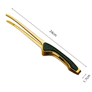 Gouden roestvrijstalen voedseltang 24cm barbecue tang keuken kookhulpmiddel antislip handvat