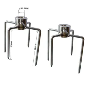 Stainless steel rotisserie meat forks with dimensions for BBQ chicken