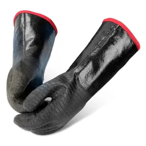 Hittebestendige zwarte neopreen BBQ-handschoenen met getextureerde grip voor de keuken