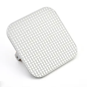 Square alloy hamburger meat press and burger smasher with textured grid for steak grilling
