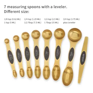 Edelstahl goldene Messlöffel Set mit Abstreifer für Backen und Küche Kochwerkzeuge.