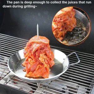 Stainless steel vertical skewer BBQ pan with spike for grilling meat chicken shawarma