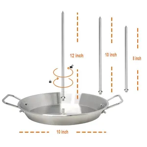 Stainless steel vertical BBQ roasting pan replacement parts with 8, 10, and 12 inch spikes
