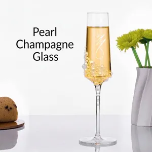 European Style Crystal Glass Champagne Flutes Set Elegant Artificial Pearl Decoration Toasting Glasses For Wedding Banquet Party Gift
