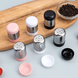 Set de salière et poivrière en acier inoxydable avec couvercles colorés pour cuisine barbecue.
