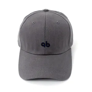 Grijs katoenen honkbalpet met stijlvol borduursel, casual zonnebeschermingshoed voor dames.