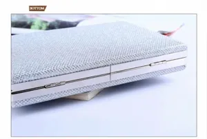 Silver glitter evening clutch bag, elegant metallic edge party purse for women and ladies.