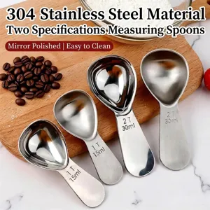 Ensemble de Cuillères à Mesurer en Acier Inoxydable 304 Poli Miroir Échelle de Précision Cuillère à Café pour Lait en Poudre Ustensiles de Cuisine