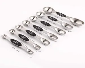 Misure e dimensioni dettagliate del set di cucchiai dosatori magnetici in acciaio