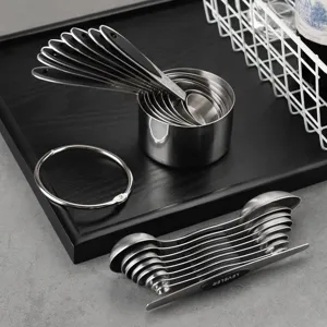 17-piece stainless steel measuring spoon and cup set for professional baking and cooking