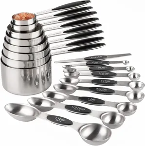 Professional 17-piece stainless steel measuring cup and magnetic spoon set for baking