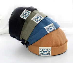 Retro Baumwolle Docker Cap, aufgerollte mützenlose Seemannsmütze, lässige Streetwear.
