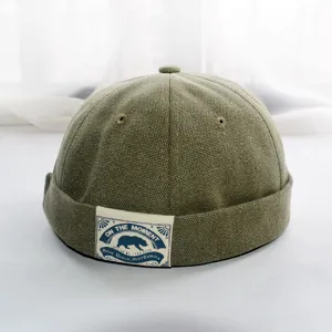Herren Retro Docker Cap Canvas Segler Mütze Streetwear Hip Hop Skullcap grüne Kappe Style