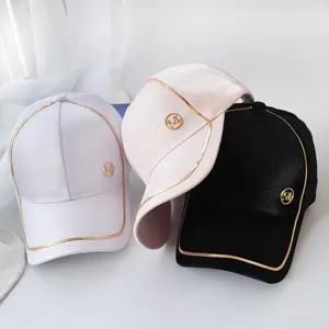 Women velvet baseball cap with metallic trim and letter M design, stylish sun hat for summer street wear.
