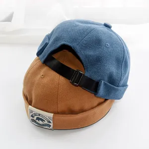 Retro Herren Segler Mütze aus Canvas, Docker Cap mit verstellbarem Lederriemen, stylischer Hut.