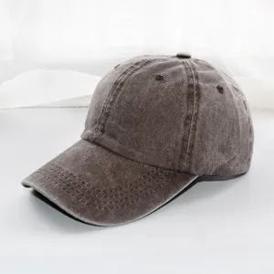 Vintage washed cotton baseball cap for men and women, solid color casual dad hat for daily wear.