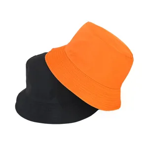 Detailed close-up view of the dual-color bucket hat showcasing fine stitching and fabric texture.