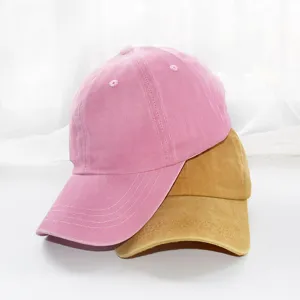 Vintage washed cotton baseball cap for men and women, solid color casual dad hat spring.