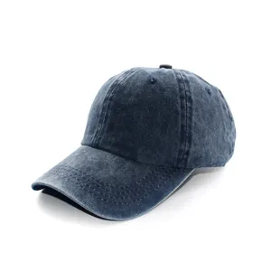 Classic washed denim baseball cap for men and women, solid color casual outdoor sun hat.
