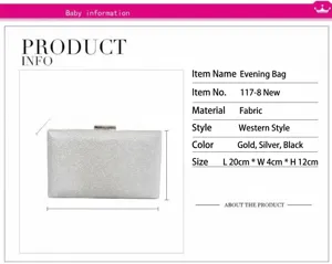 Elegant evening clutch bag for women, fashion glitter party handbag with compact size.