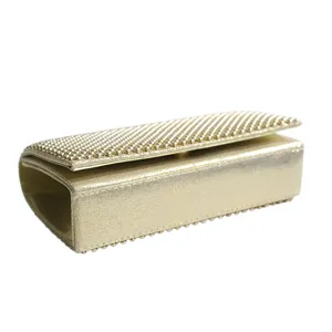 Sac de soirée doré pour femme, pochette élégante de mariage avec strass étincelants.