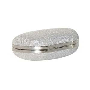 Sac Pochette de Soirée Paillettes Argent Élégant Femme Rigide Mariage Fête Sac à Main