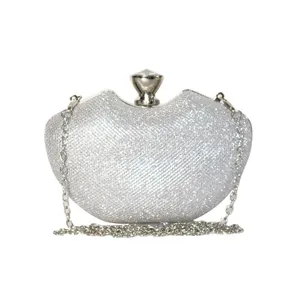Sac pochette à lèvres pailleté argenté femme élégante soirée mariage chaîne sac à main
