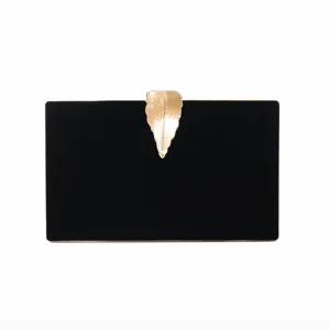 Elegant Women Metal Leaf Clasp Evening Clutch Bag Fashion Socialite Small Square Bag For Wedding Party Banquet With Chain
