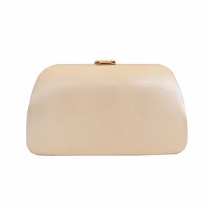 Élégante pochette de soirée en satin champagne pour femmes, sac à main de mariage de luxe.