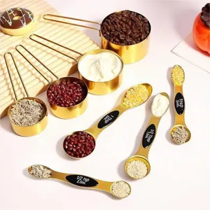 Goldschicht Messbecher und Messlöffel Set Edelstahl Küche Backwerkzeuge Messlöffel.