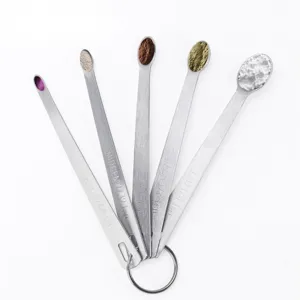 Mini cucchiai misuratori in acciaio inossidabile set da 5 pezzi per cucina con anello.