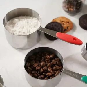 Roestvrijstalen maatbekerset met siliconen handgrepen keuken bakkersgereedschap bloem koffie