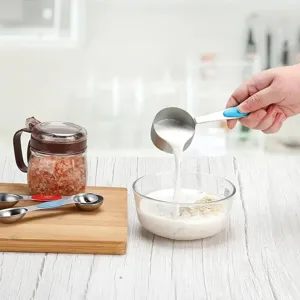 Edelstahl Messlöffel und Messbecher Set Backen Werkzeug mit Silikon Griff für Küche