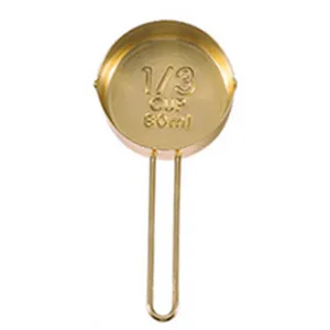 Goldener Messbecher Edelstahl Backwerkzeug 1/3 Tasse 80ml Kuechenloeffel Dosierer