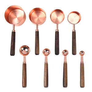 Set da 8 tazze e cucchiai misuratori con manici in noce oro rosa strumenti da forno