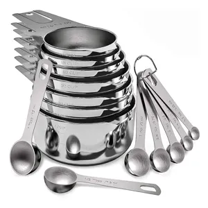 Set di tazze e cucchiai dosatori in acciaio inossidabile per pasticceria professionale