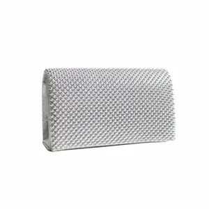 Women's Handmade Aluminum Bead Evening Bag Elegant Metallic Clutch Purse For Formal Party Wedding Banquet Three-Fold Handbag