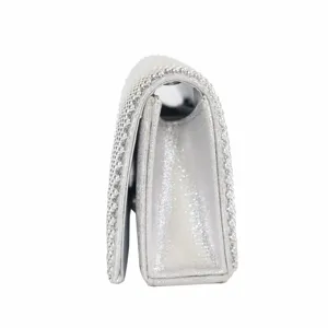 Handmade silver aluminum bead evening clutch bag with triple-fold design for women