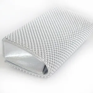 Elegant silver aluminum bead evening clutch bag with tri-fold design for women