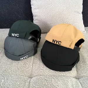 Casual cotton docker cap stylish street wear cuffless hat retro unisex melon sailor hat
