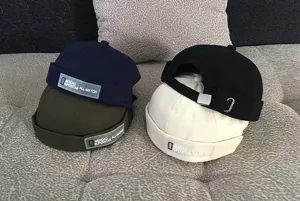 Unisex summer brimless docker cap casual solid color retro hip hop street style miki hat