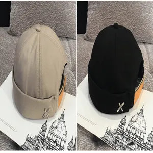 Summer brimless dockworker hat retro melon skin cap casual hip hop street beanie for unisex